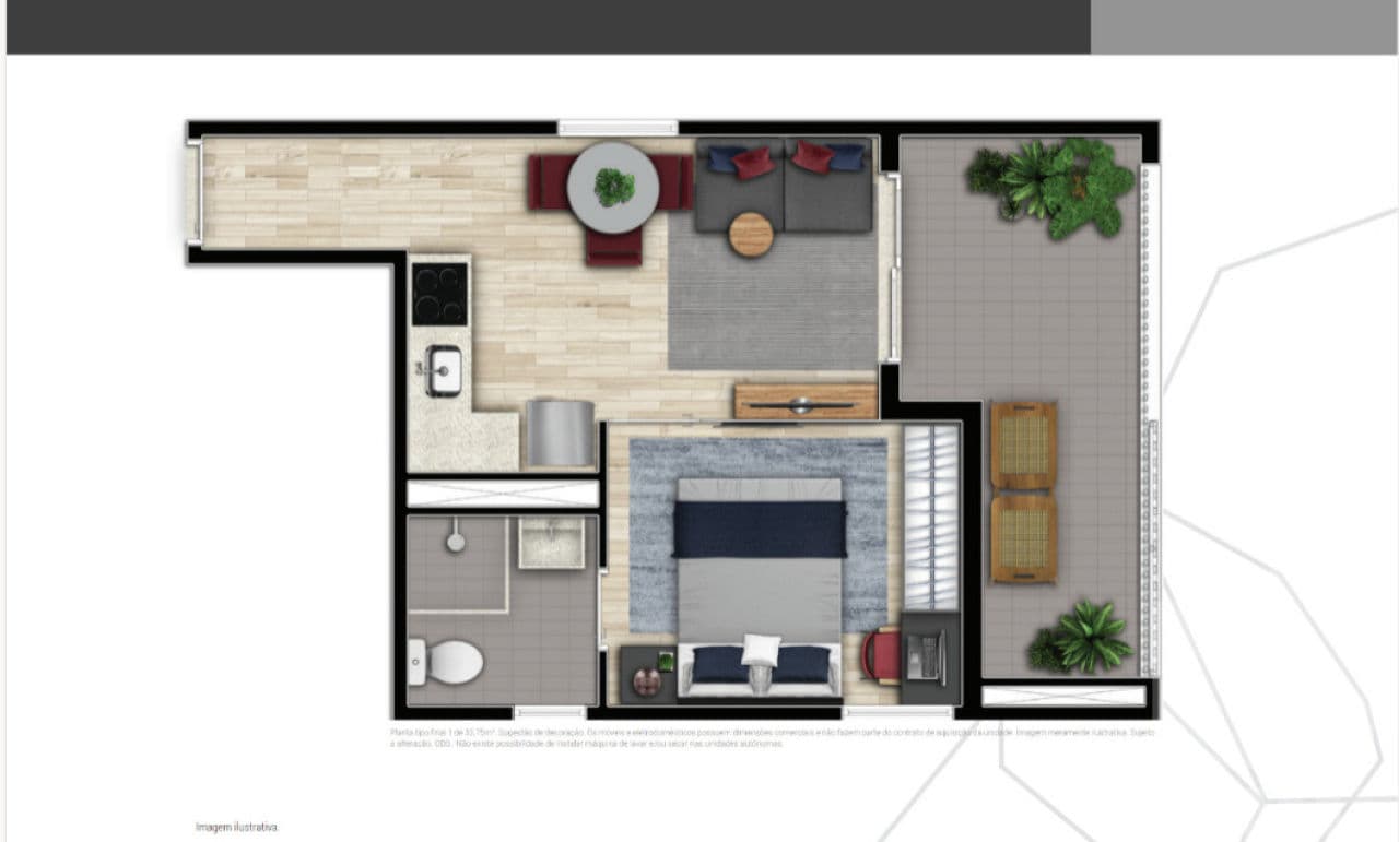 Apartamento de 1 dormitório na R Itacolomi — Higienópolis, São Paulo