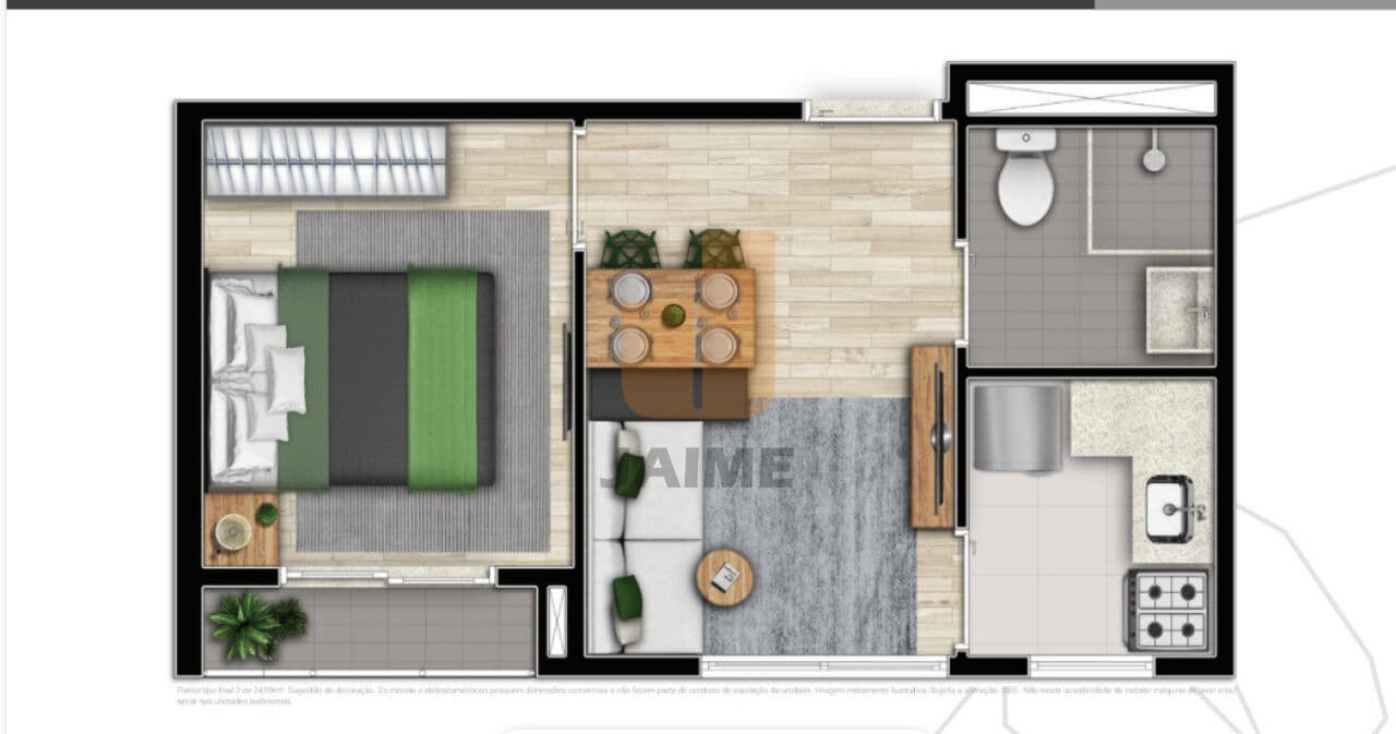 Apartamento de 1 dormitório na R Itacolomi — Higienópolis, São Paulo