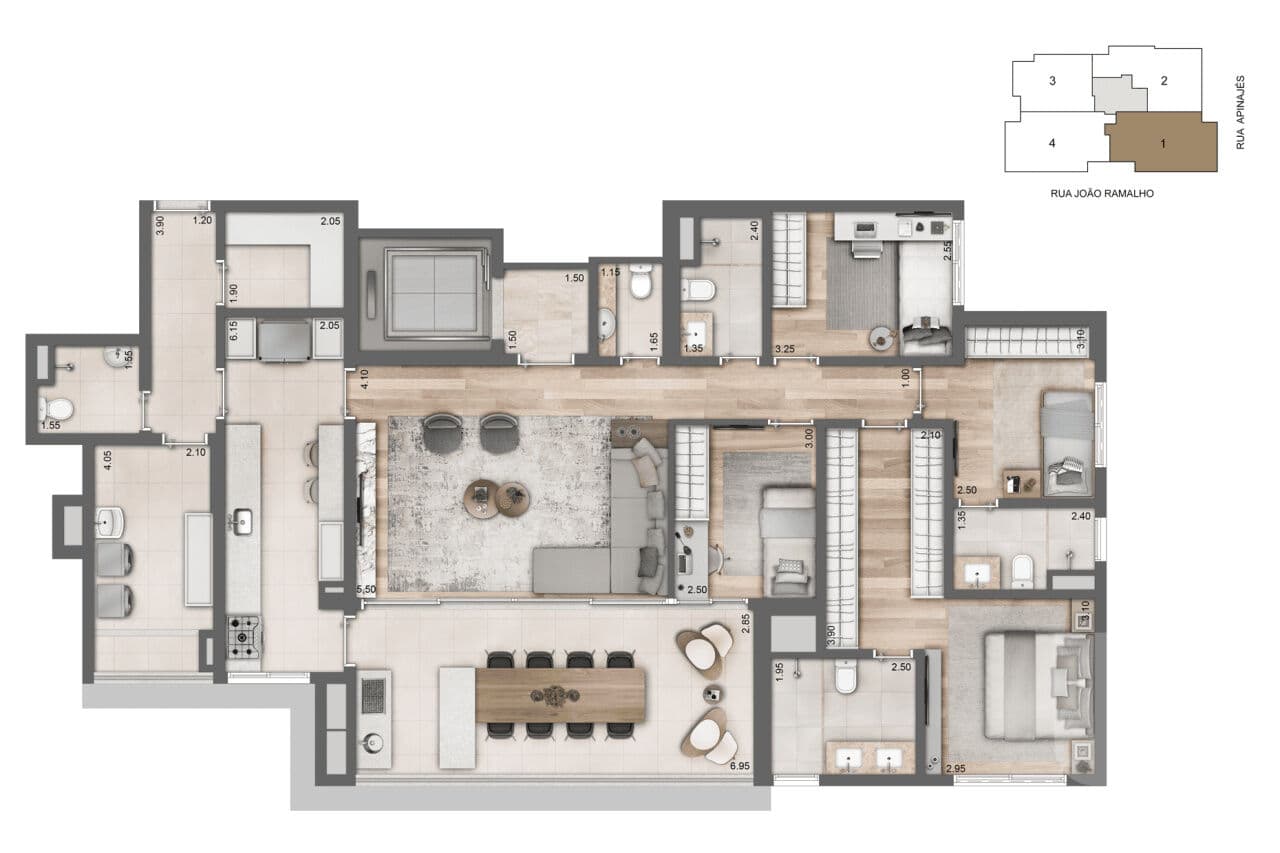 Apartamento de 4 dormitórios na R JOÃO RAMALHO — Perdizes, São Paulo
